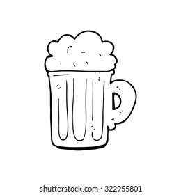simple black and white line drawing cartoon  pint of beer