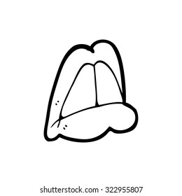 simple black and white line drawing cartoon  lips
