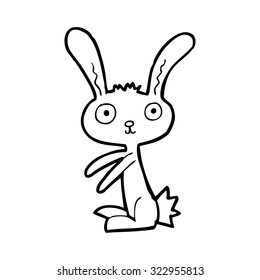 simple black and white line drawing cartoon  rabbit