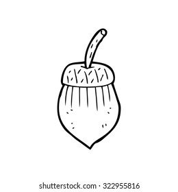 simple black and white line drawing cartoon  acorn