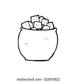 simple black and white line drawing cartoon  sugar cubes