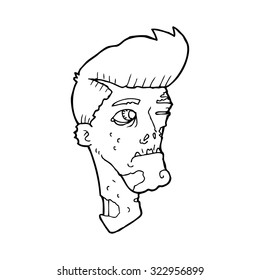 simple black and white line drawing cartoon  zombie