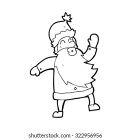 simple black and white line drawing cartoon  santa