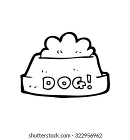 simple black and white line drawing cartoon  dog food