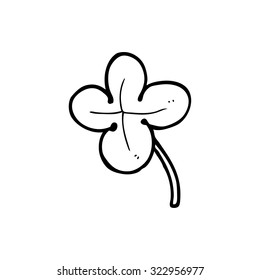 simple black and white line drawing cartoon  four leaf clover