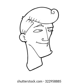 simple black and white line drawing cartoon  confident man