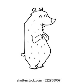 simple black and white line drawing cartoon  bear