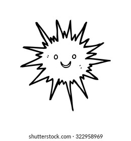 Simple Black And White Line Drawing Cartoon  Sea Urchin