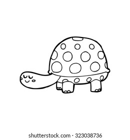 simple black and white line drawing cartoon  tortoise