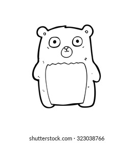 dibujo de línea simple en blanco y negro caricatura oso de peluche divertido
