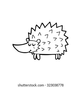 simple black and white line drawing cartoon  hedgehog
