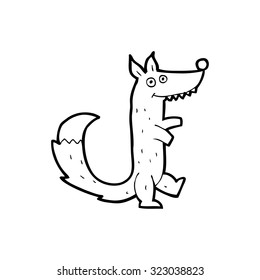 dibujo de línea simple en blanco y negro dibujos animados wolf