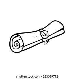 simple black and white line drawing cartoon  scroll