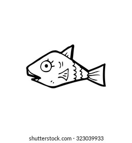 simple dibujo de línea blanca y negra de peces de dibujos animados