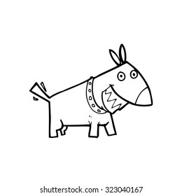simple black and white line drawing cartoon  dog 