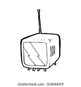 simple black and white line drawing cartoon  television