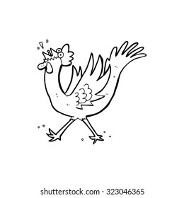 simple black and white line drawing cartoon  rooster