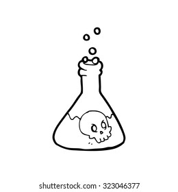 dibujo de línea simple en blanco y negro dibujos animados poción espeluznante