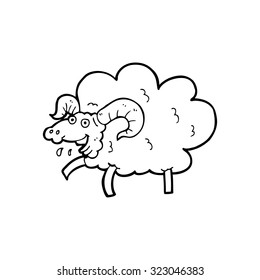 simple black and white line drawing cartoon  sheep
