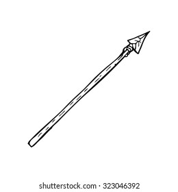 simple black and white line drawing cartoon  primitive spear