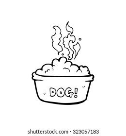 simple black and white line drawing cartoon  dog food