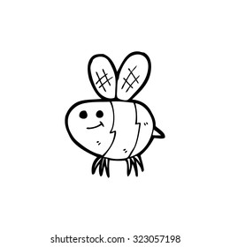 simple black and white line drawing cartoon  bee