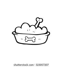 dibujo de línea simple en blanco y negro caricatura comida para perros