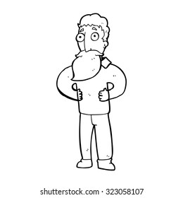 schlichter schwarz-weißer Zeichentrickmann mit Bart