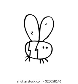 simple black and white line drawing cartoon  bee