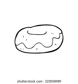 simple black and white line drawing cartoon  donut