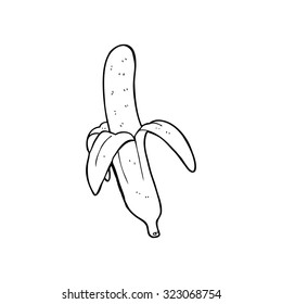 simple black and white line drawing cartoon  banana