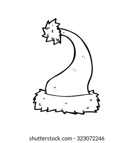 dibujo de línea simple en blanco y negro de santa hat