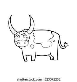 simple black and white line drawing cartoon  cow