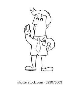 simple black and white line drawing cartoon  businessman