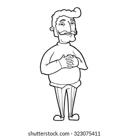 simple black and white line drawing cartoon  mustache man