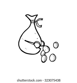 simple dibujo de línea blanca y negra bolsa de dinero