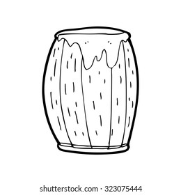 simple black and white line drawing cartoon  barrel