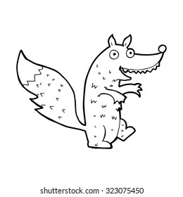 dibujo de línea simple en blanco y negro dibujos animados wolf