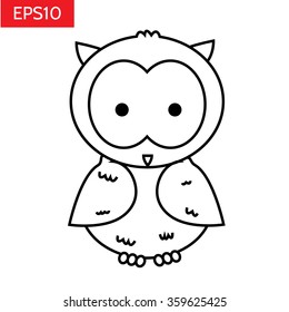 simple black and white line drawing cartoon owl