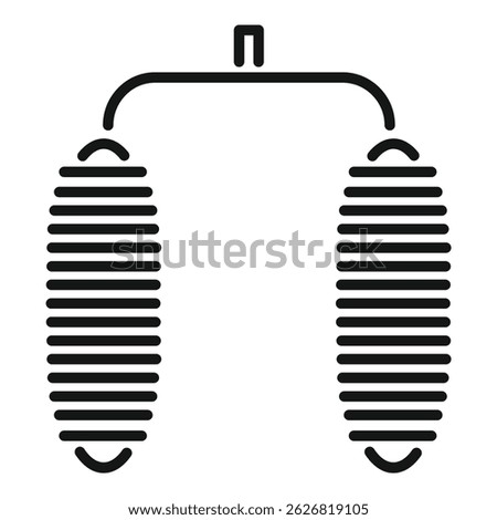 Simple black and white line drawing of a chest expander for building muscles