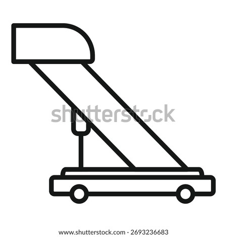 Simple black and white line drawing of a passenger boarding bridge at an airport