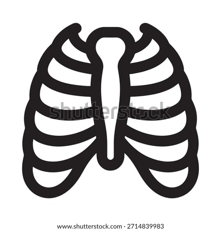 Simple black and white line drawing of a human ribcage and sternum