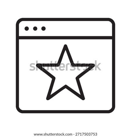 A simple black and white line drawing depicts a browser window containing a prominent star symbol inside