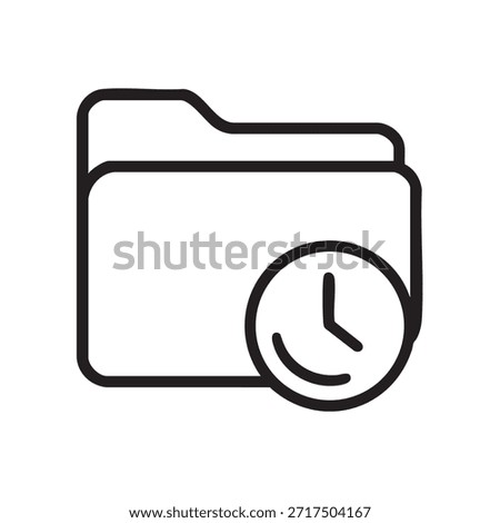A simple black and white line drawing depicts a folder with a clock symbol representing timed data storage