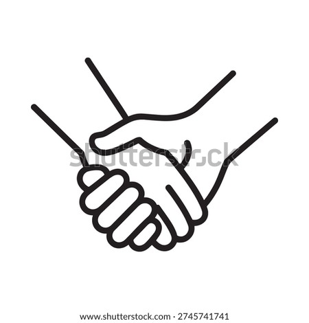 A simple black and white line drawing of two hands shaking