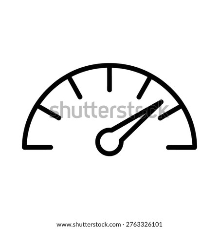 A simple black and white line drawing of a speedometer gauge indicating a moderate speed
