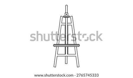 A simple black and white line drawing of an artist's easel, a common tool for painters and artists.