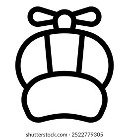 Simple black and white line icon of a traditional japanese hat, perfect for representing japanese culture