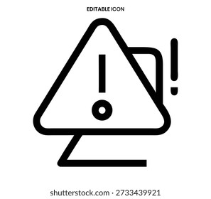 A simple black and white line icon depicting a warning sign with a central exclamation point.