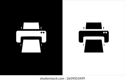 Ilustración vectorial Simple Del Icono De La Impresora De La Línea En Blanco Y Negro.